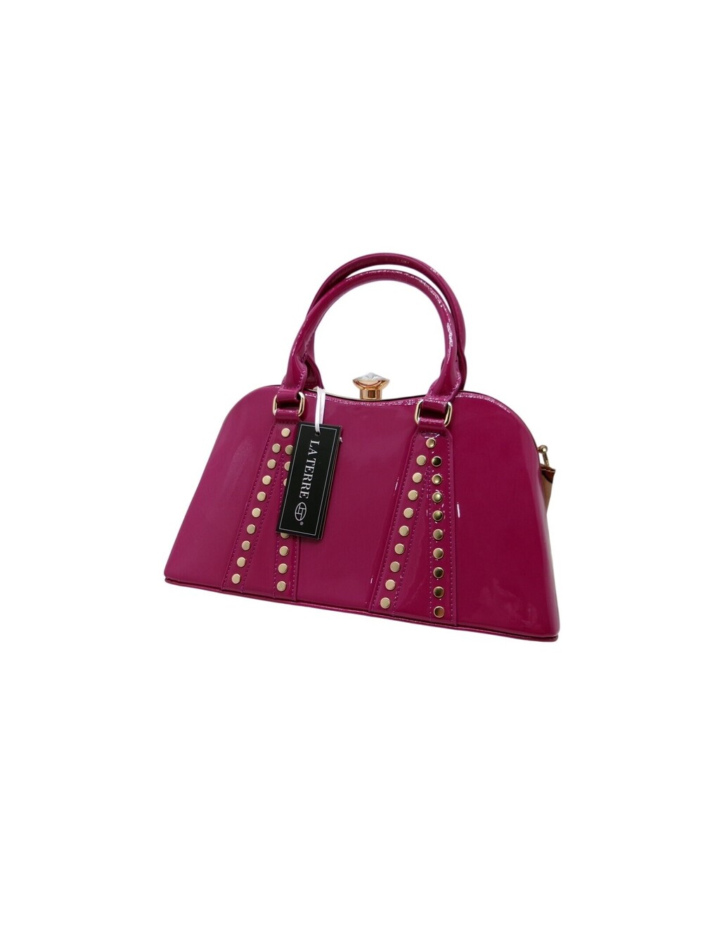 Stunning Patent Leather Rhinestone Top Handle Handbag